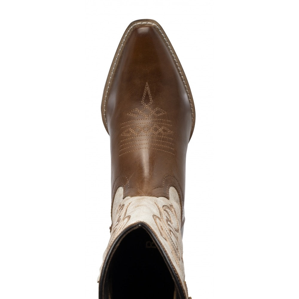 Ravel Lynn Leather Cowboy Boot - Tan/White