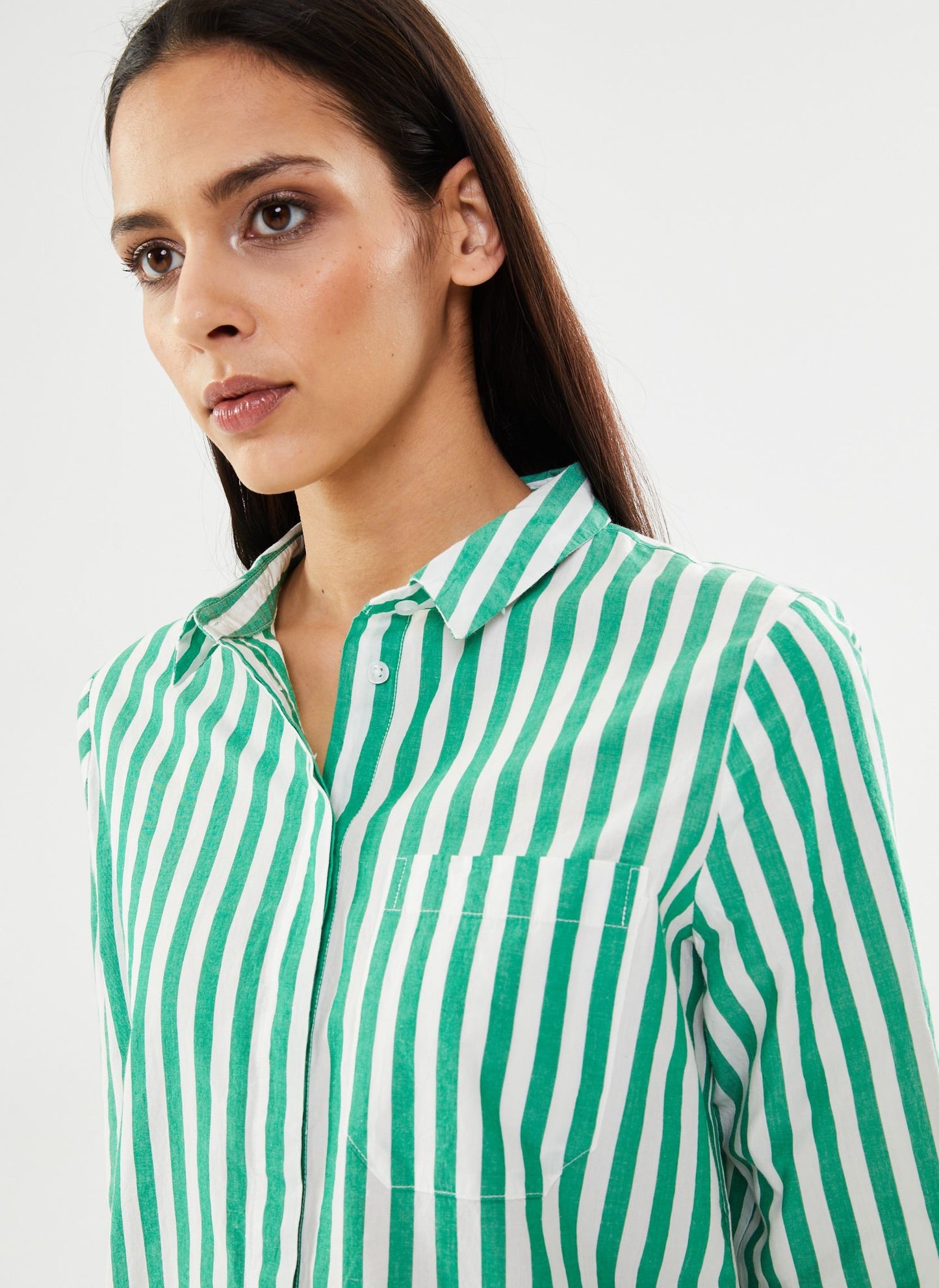 ICHI Asilo Striped Shirt Green