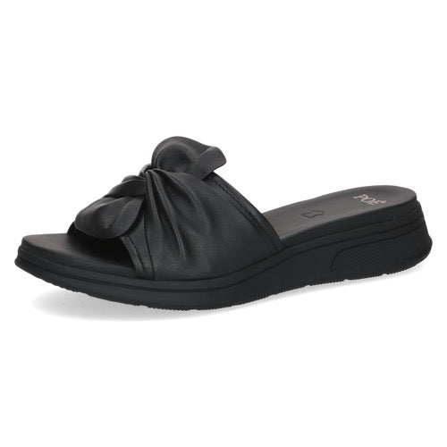 Caprice Leather Mule Sandals - Black