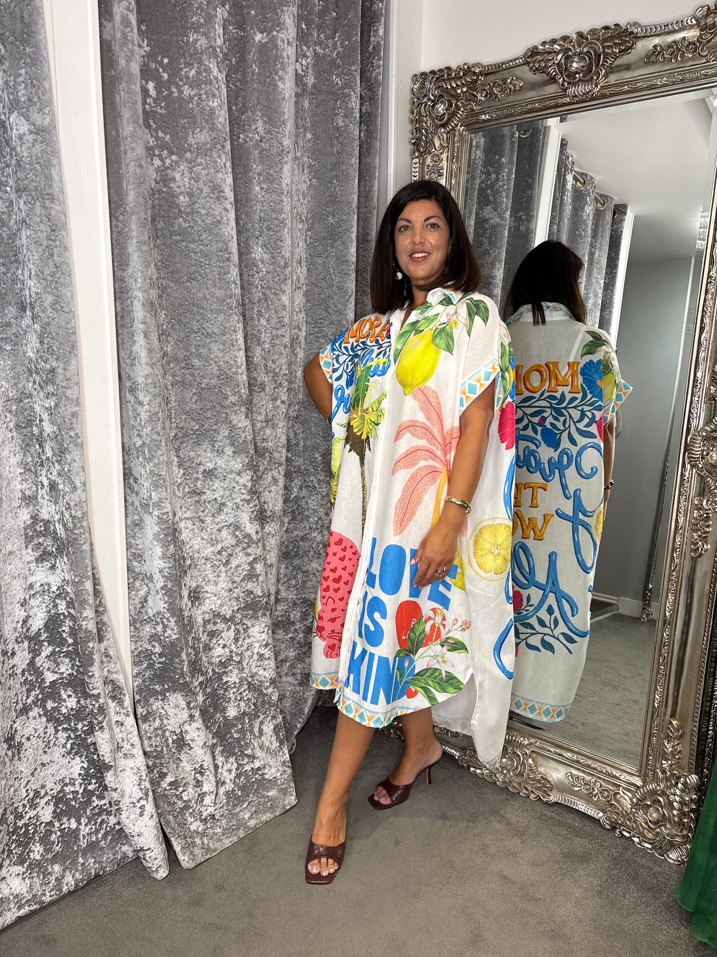 Studio Oversized Tropical Shirt Dress