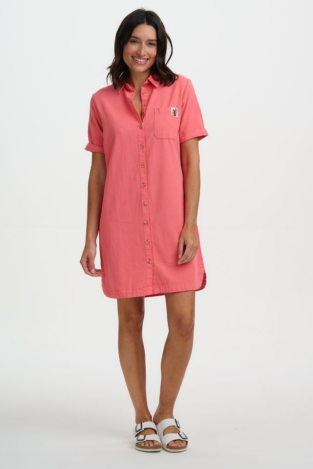 Sugarhill Brighton Zoe Mini Shirt Dress - Coral