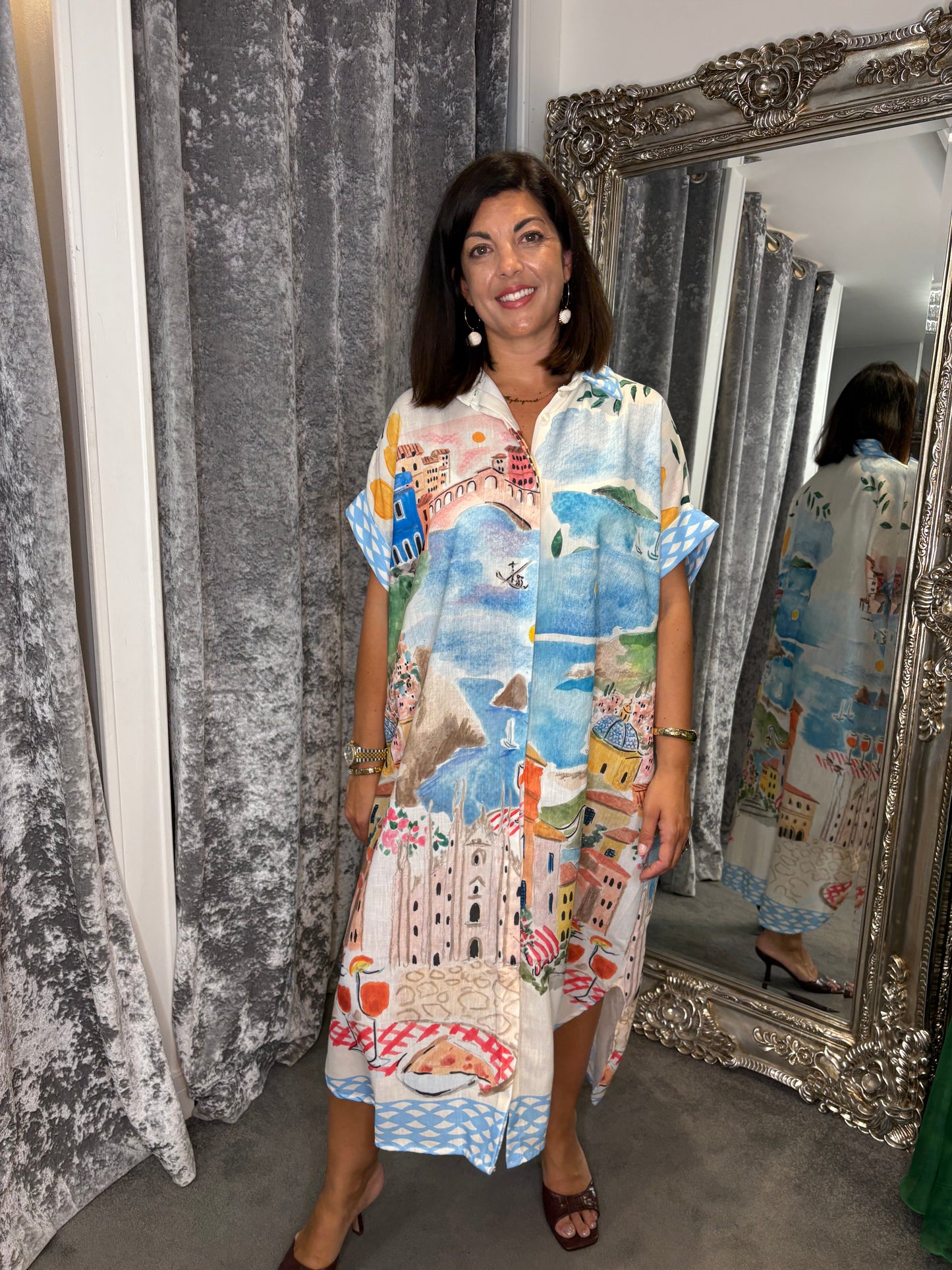 Studio Oversized Mediterranean Shirt Dress