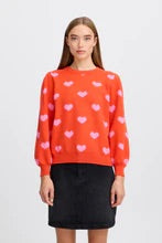 ICHI Brielle Heart Print Jumper