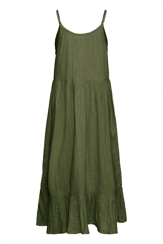ICHI Foxa Midi Cotton Dress - Green