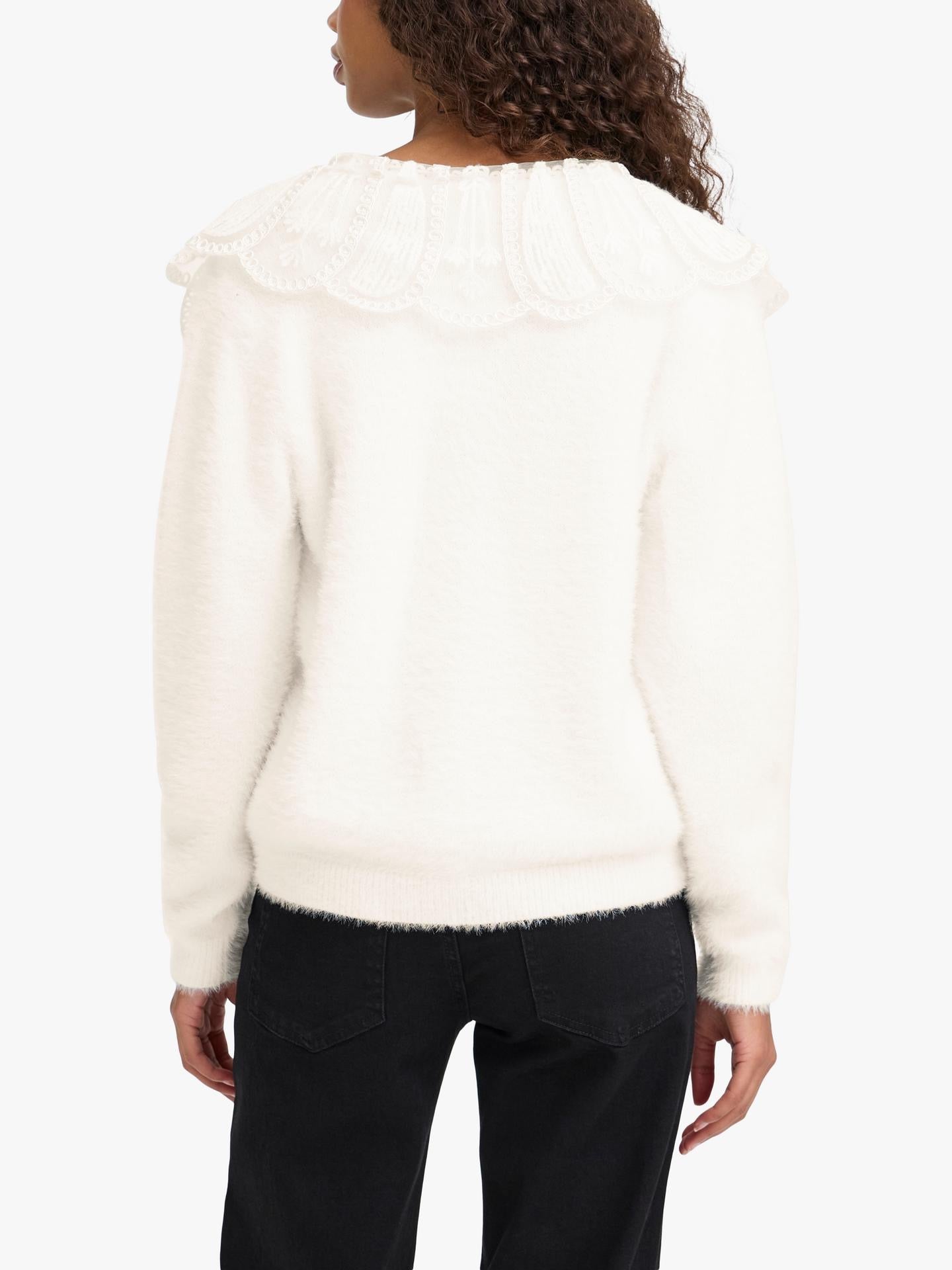 ICHI Datia Oversized Collar Cardigan - Cream