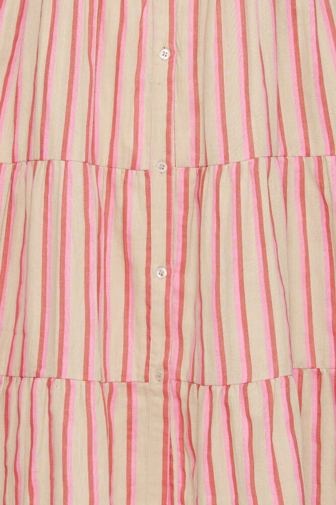ICHI Foxa Stripe Cotton Mini Dress - Pink Candy