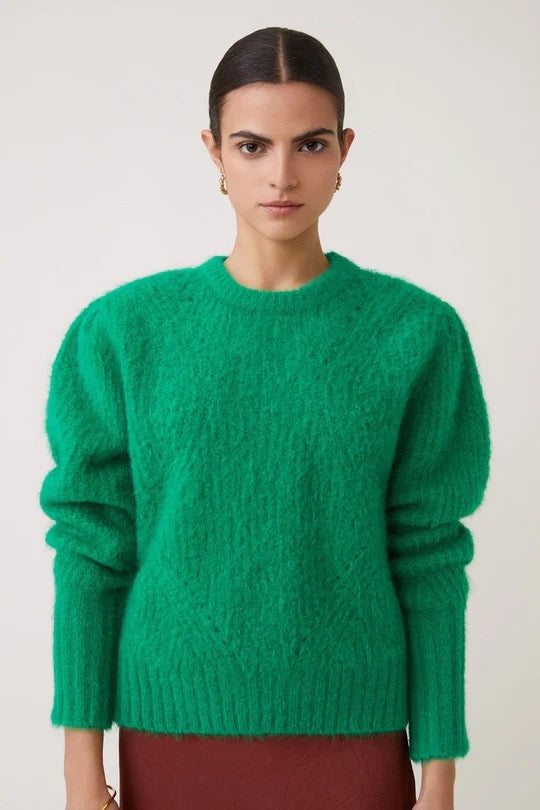 Suncoo Paris Pigrino Bright Green Jumper Cable Knit