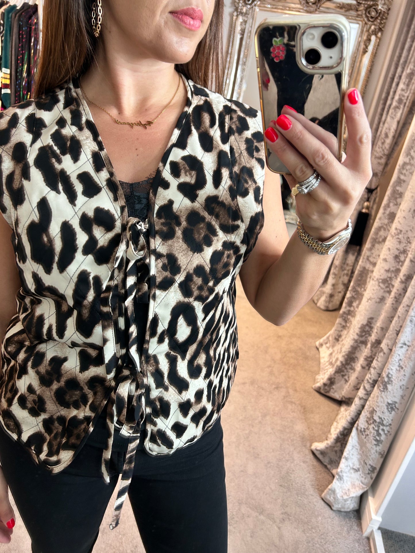 FY Quilted Leopard Print Gillet