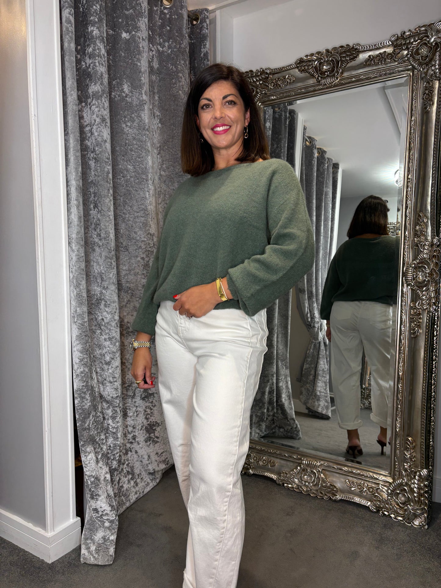 T1 Balloon Sleeve Jumper- Soft Khaki