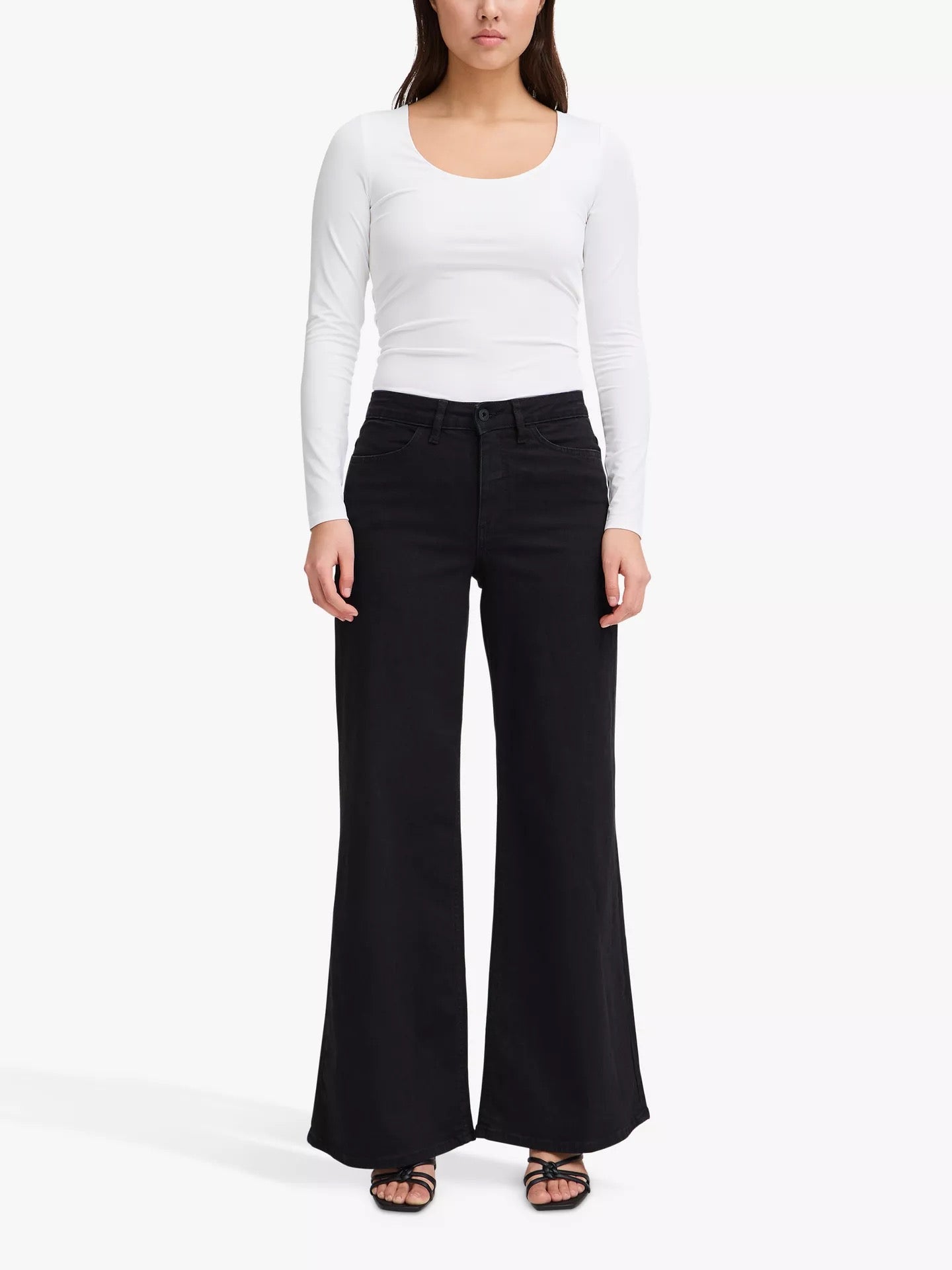 ICHI Litzy Black Wide Leg Jeans - Black