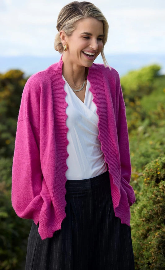 Little Mistress Pink Knit Scallop Cardigan by Vogue Williams