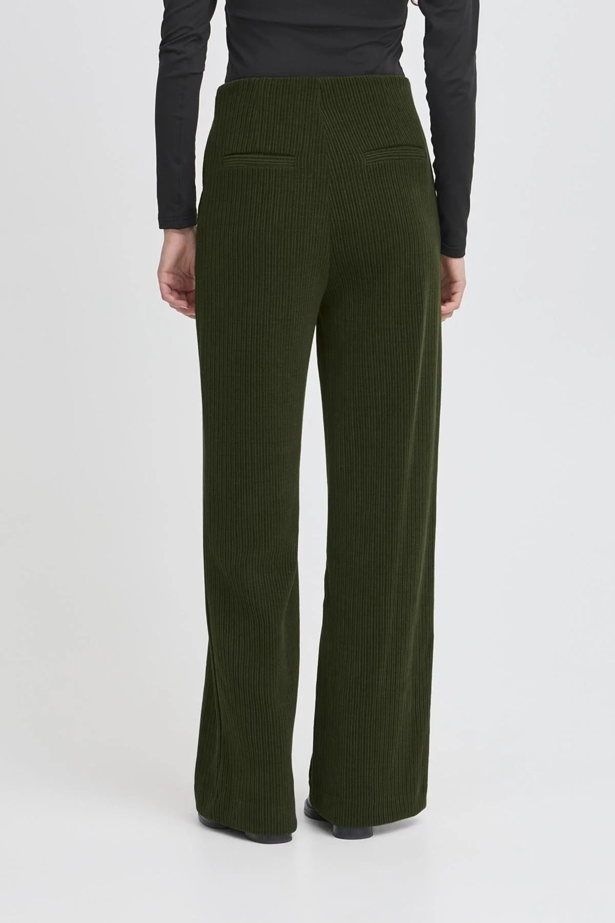 ICHI Kate Corduroy Trousers - Riffle Green