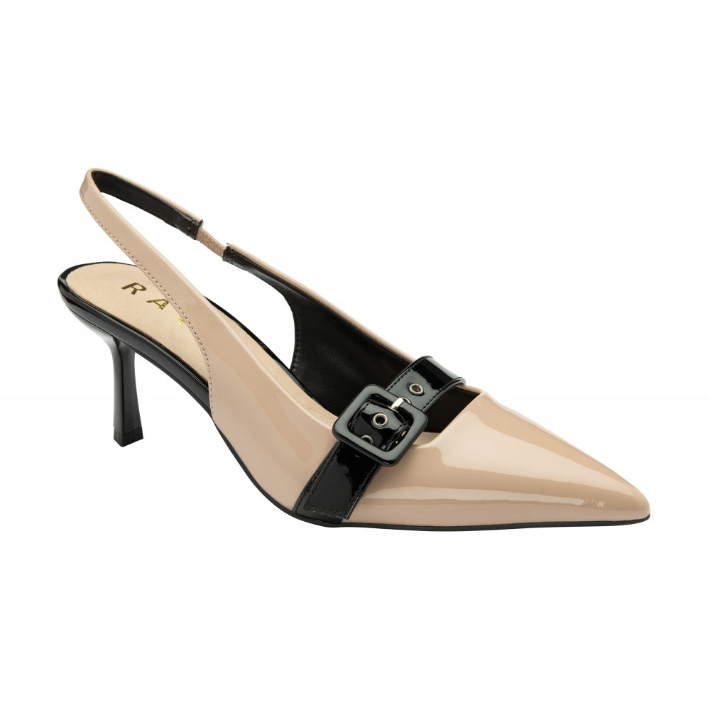 Ravel Nude Patent Dalry Slingback Court Shoes