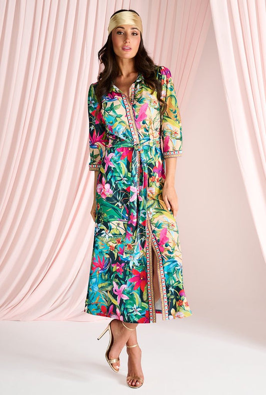 K-Design Tropical Print Floral Shirt Dress - Multi