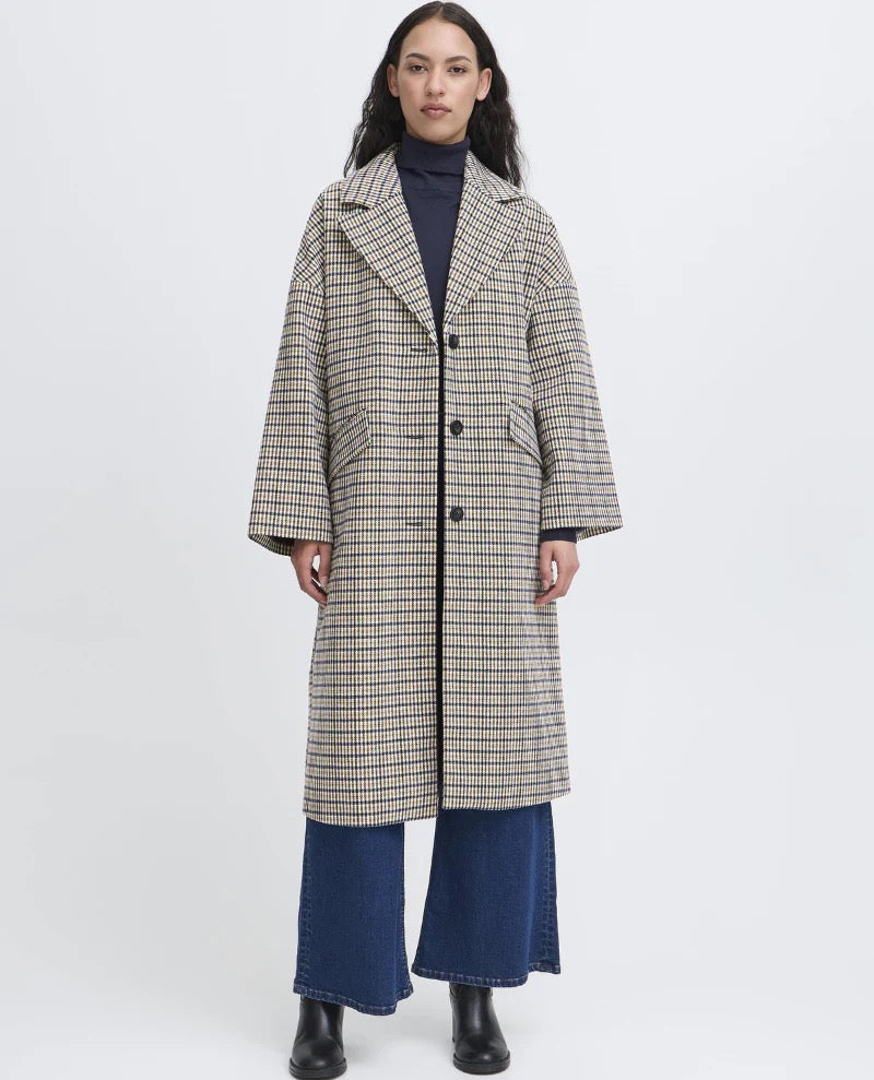ICHI Emma Jacket - Navy Check