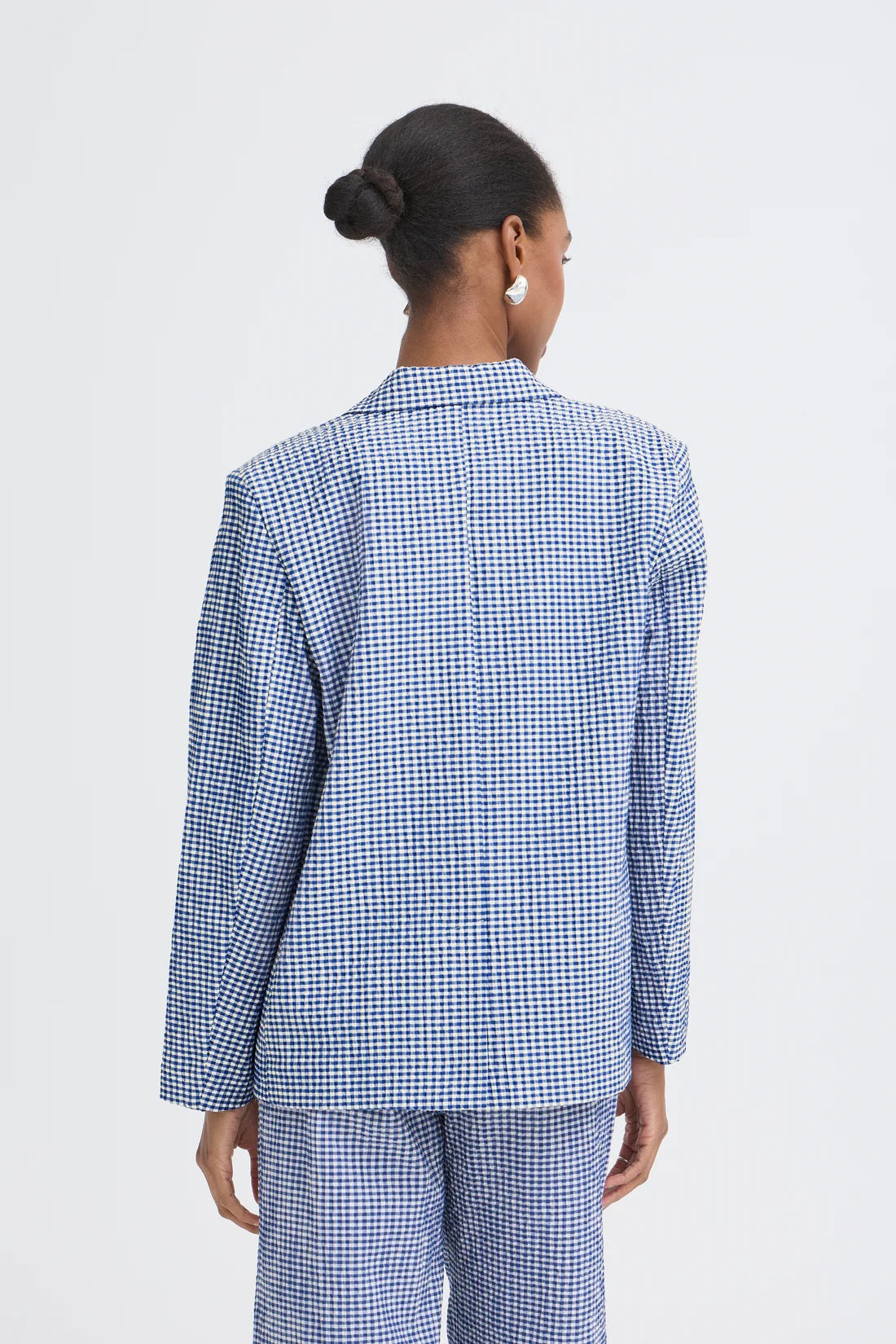 ICHI Jilma Check Blazer - Blue/White