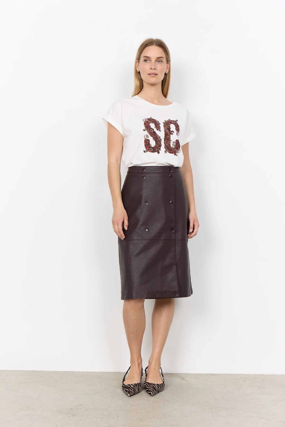 Soya Concept PU Skirt - Dark Plum
