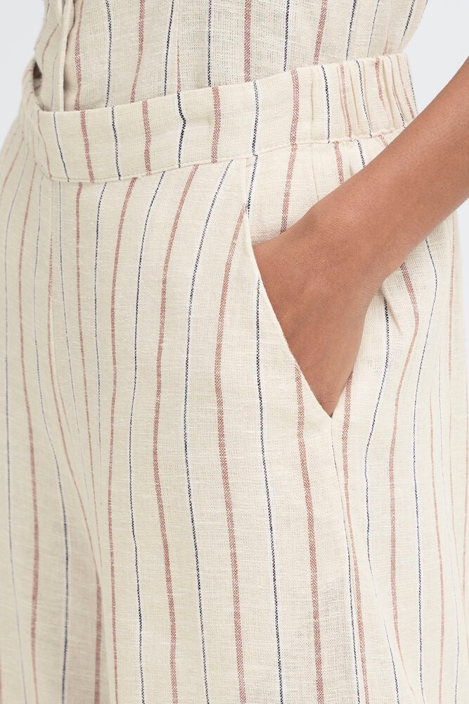 ICHI Linno Pinstripe Trouser - Beige