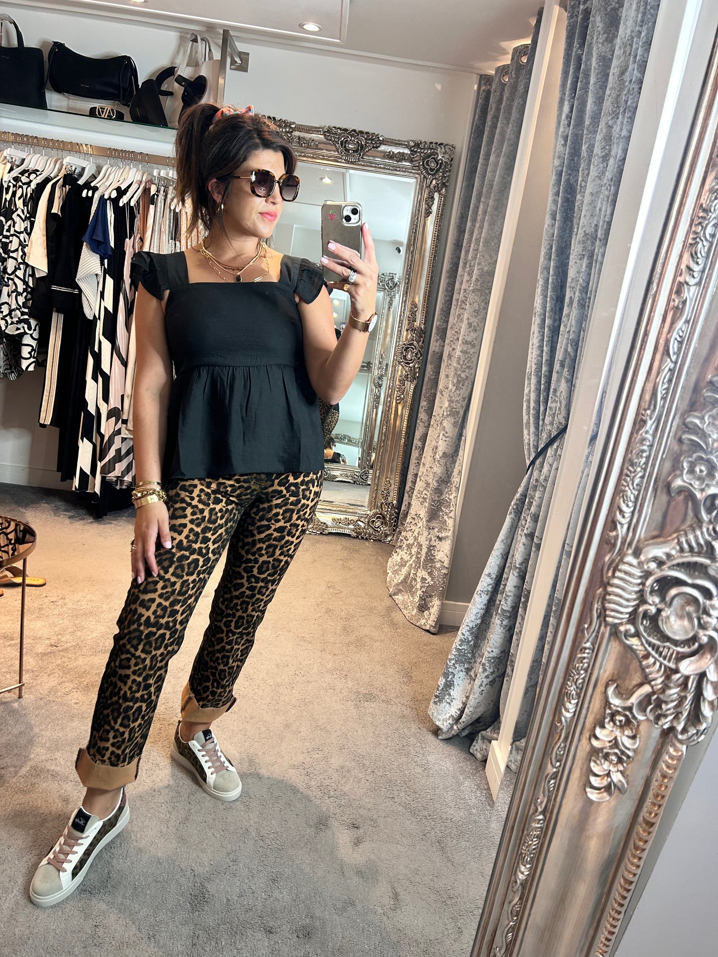 FY Leopard Print Straight Leg Jeans