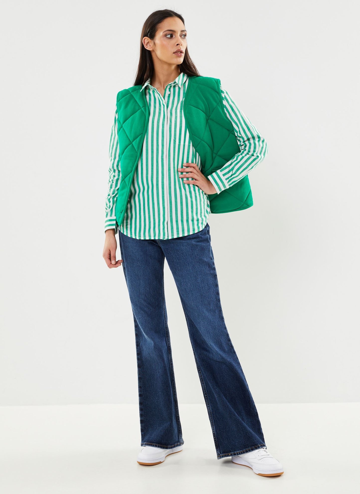 ICHI Asilo Striped Shirt Green