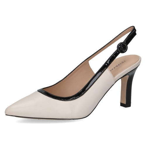 Peter Kaiser Leather Two-Tone Slingback Heel - Black/Off White