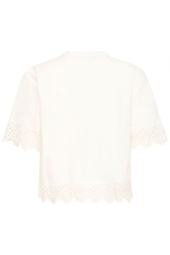ICHI Lanavi Lace Blouse - White
