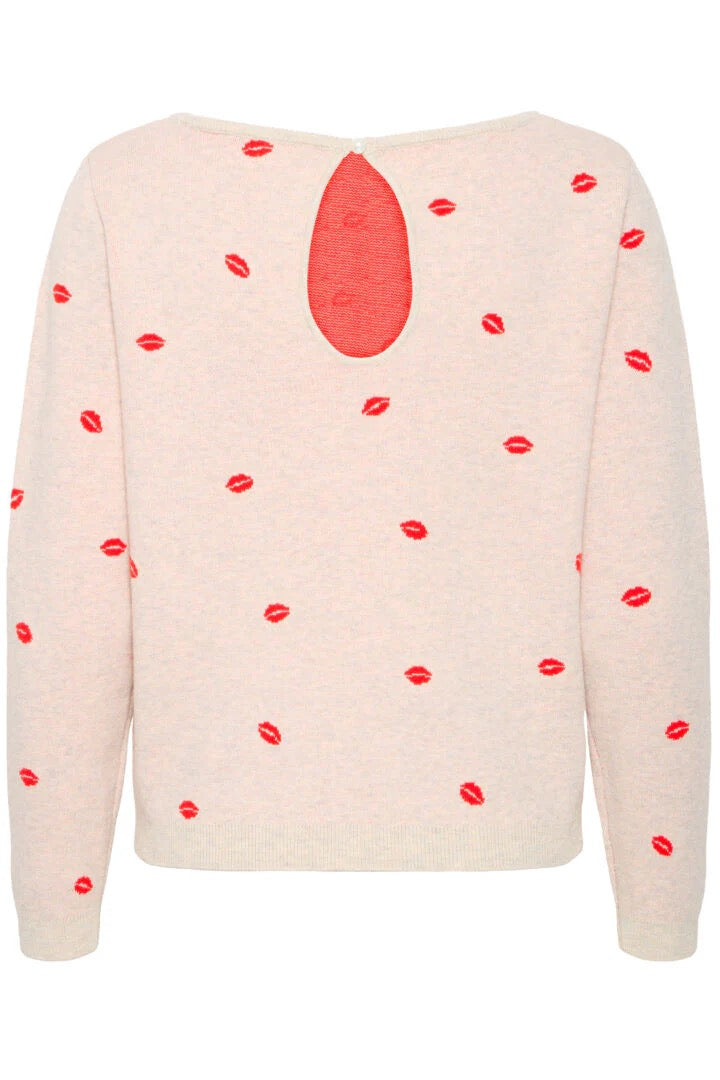 ICHI Brielle Kiss Jumper - Oatmeal/Orange