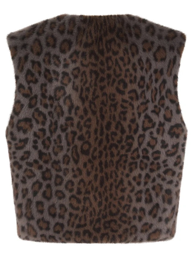 Nooki Edelweiss Faux Fur Gillet - Grey Leopard