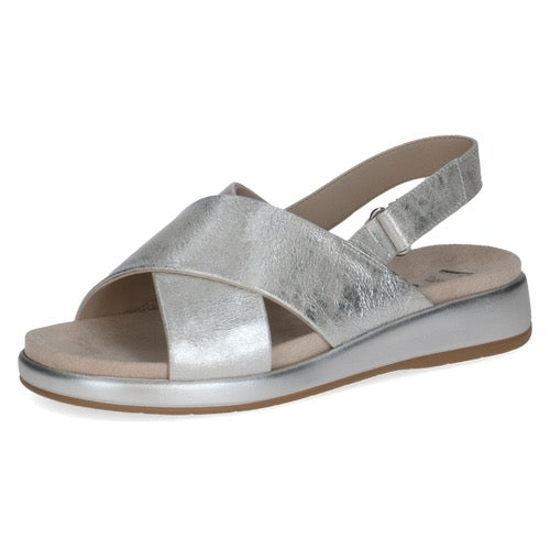 Caprice Leather Slingback Sandal - Silver