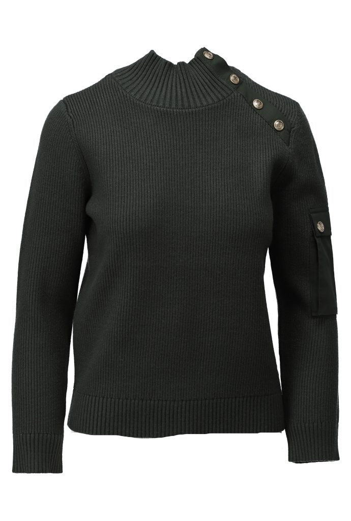 K-Design Ribbed High Neck Sweater - Cargo Green
