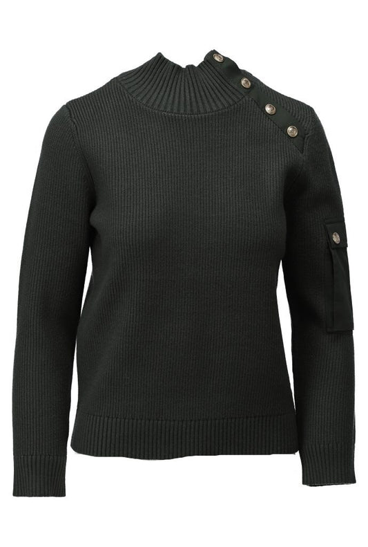 K-Design Ribbed High Neck Sweater - Cargo Green