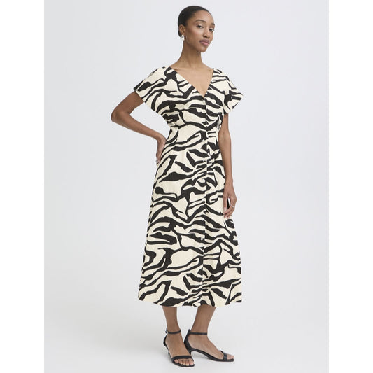 ICHI Linno Linen Dress - Zebra