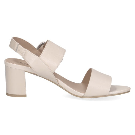 Caprice Block Heel Leather Heel - Cream Pearl