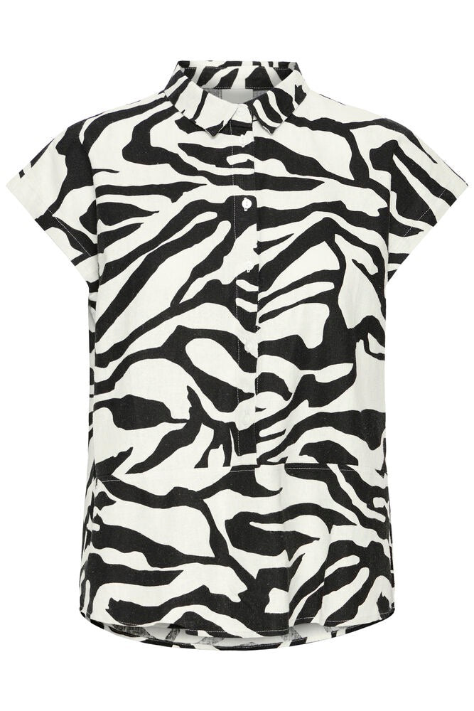 ICHI Linno Linen Blouse - Zebra