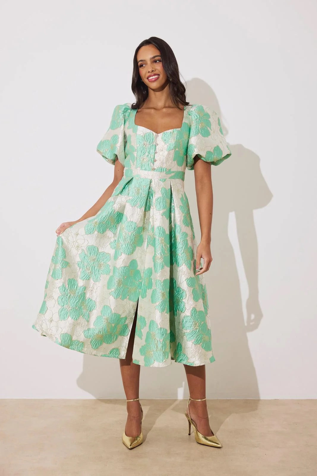 The 8th Sign Audrey Puff Sleeve - Metallic Mint