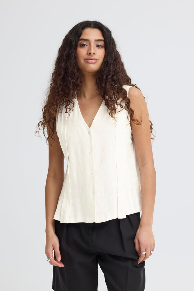 ICHI Linno Waist Jacket - White