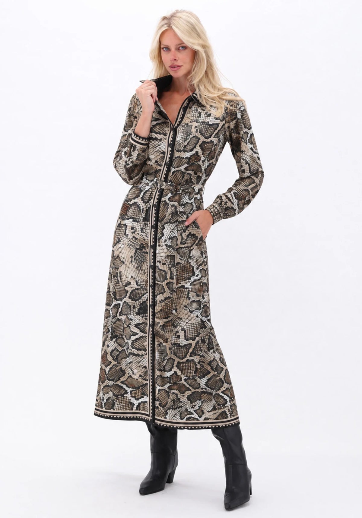 K Design Maxi Shirt Dress - Snake