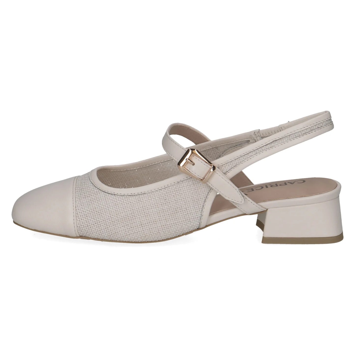 Caprice Slingback Block Heel Leather - Vanilla