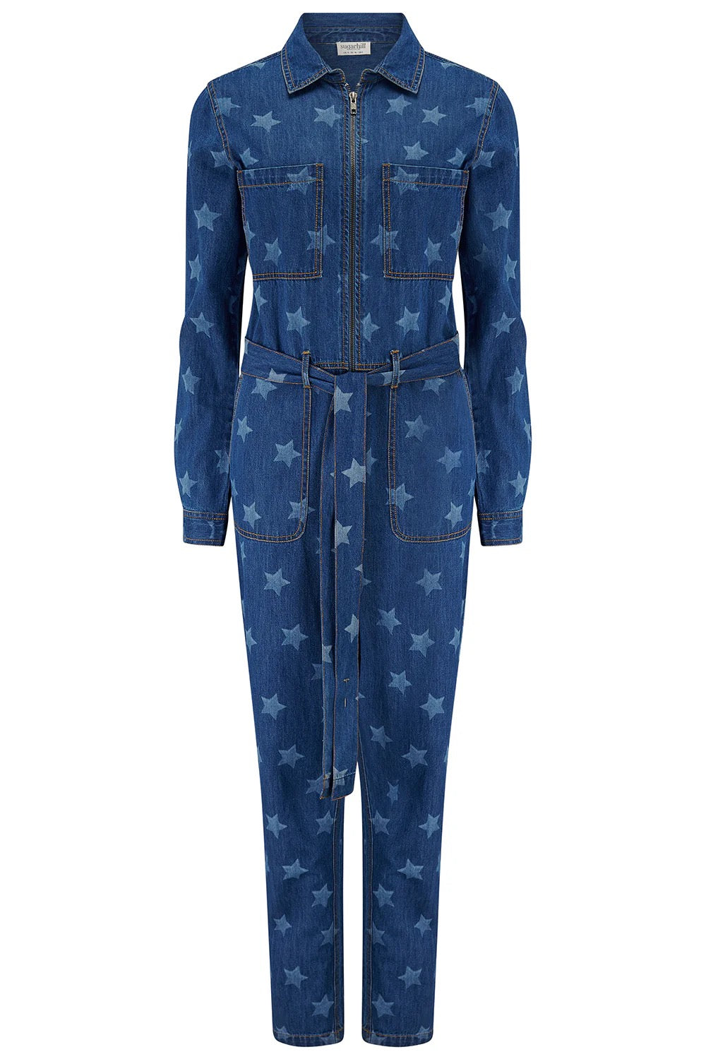 Sugarhill Brighton Bleached Stars Anwen Boilersuit - Mid Blue