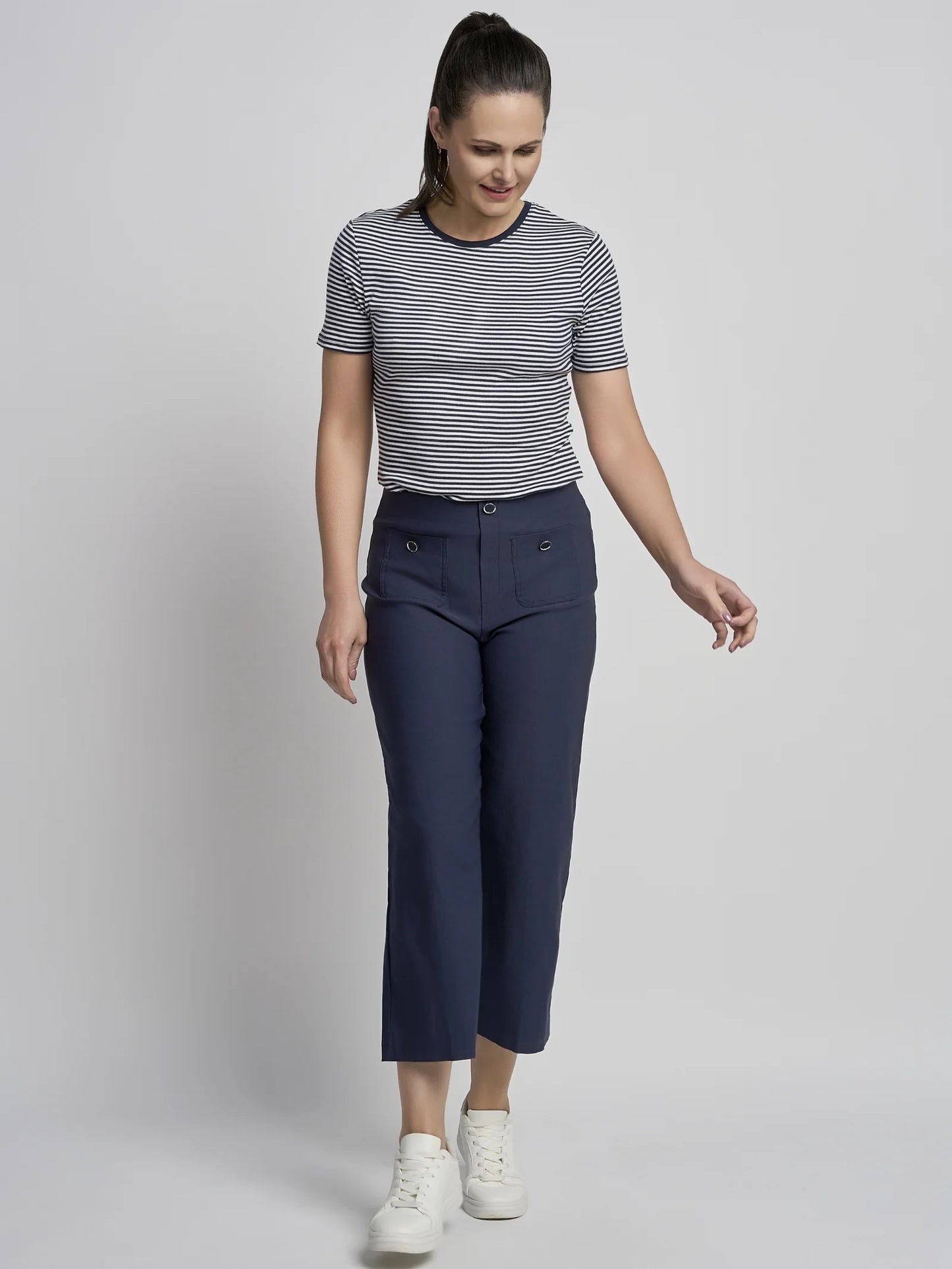 Pinns Wide Leg Trouser - Navy