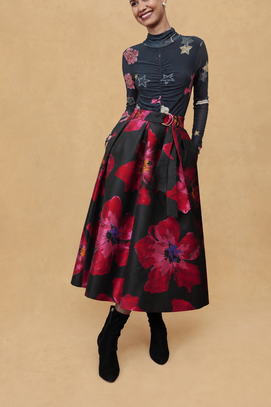 Emily Lovelock Iris Top - Black Floral