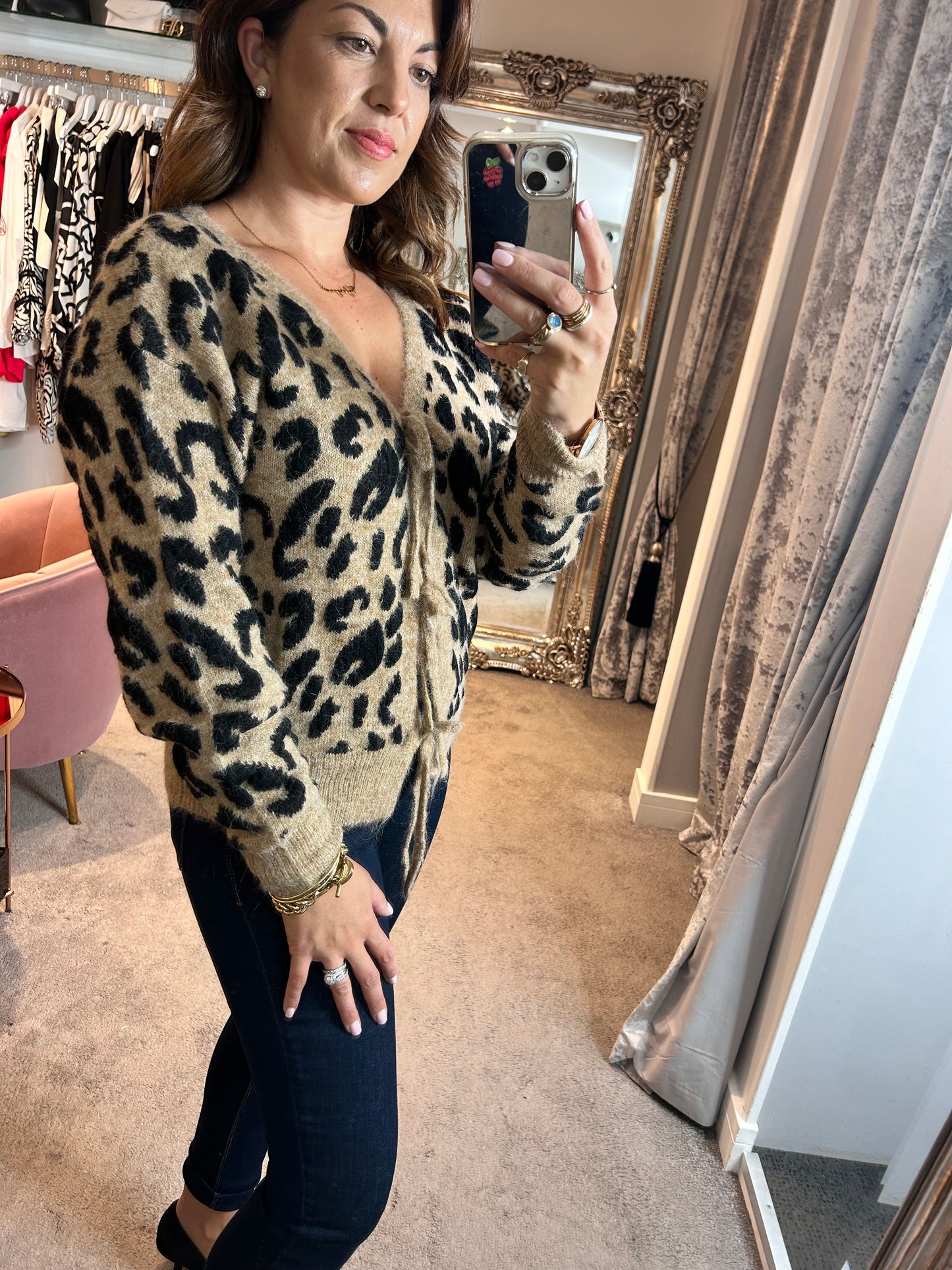 FY Leopard Print Knit Cardigan/Jumper