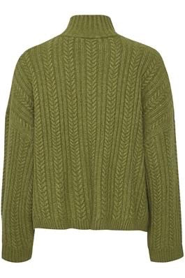 ICHI Mylle Cable Knit Sweater Green