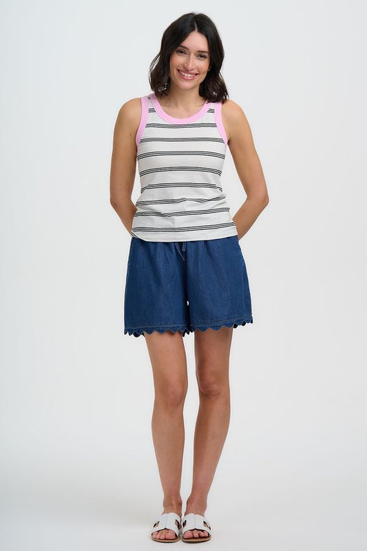 Sugarhill Brighton Shelly Scallop Denim Shorts - Deep Blue