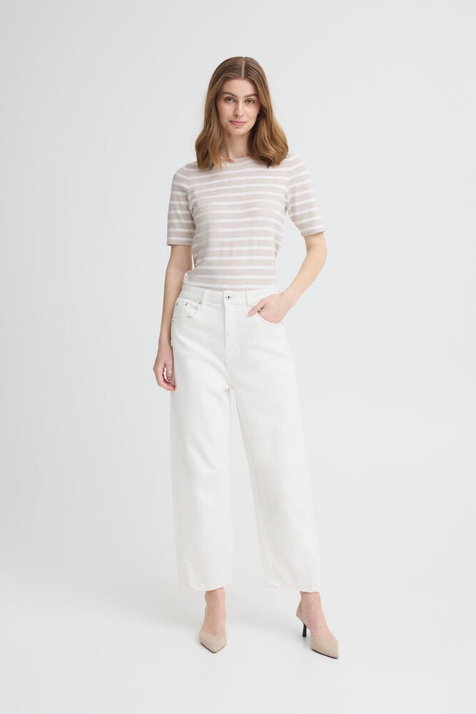 ICHI Ziggy Barrel Leg Jeans - Blanc
