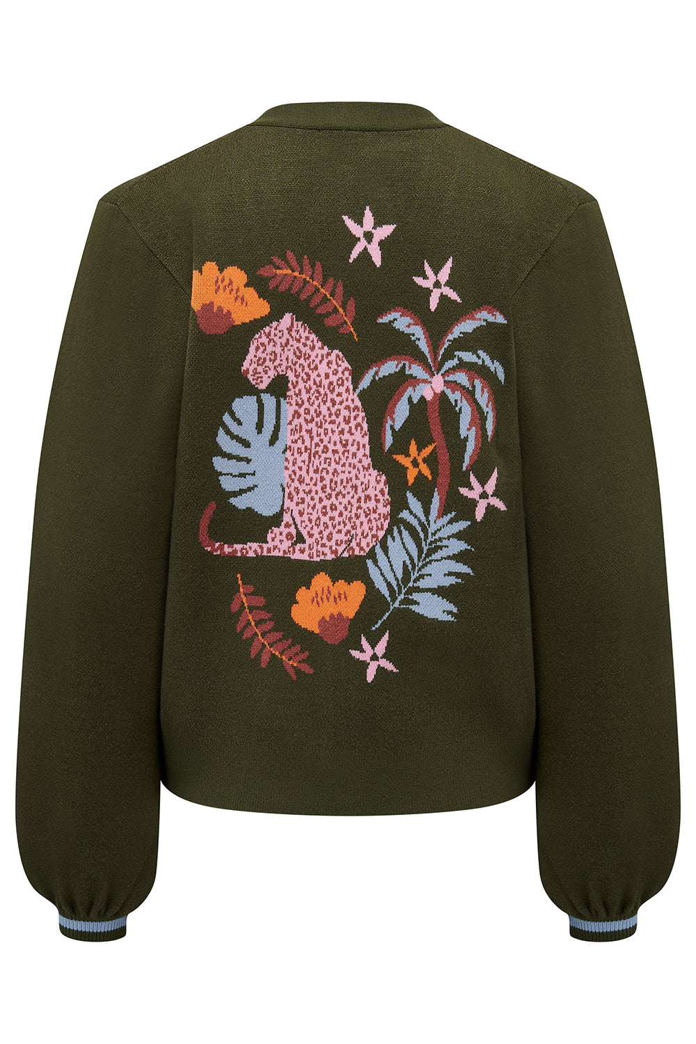 Sugarhill Brighton Adrian Cardigan - Khaki, Leopard Jungle