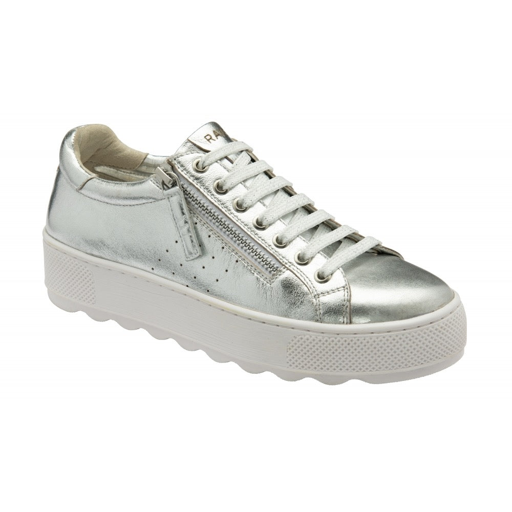 Ravel Silver Metallic Leather Calton Trainers