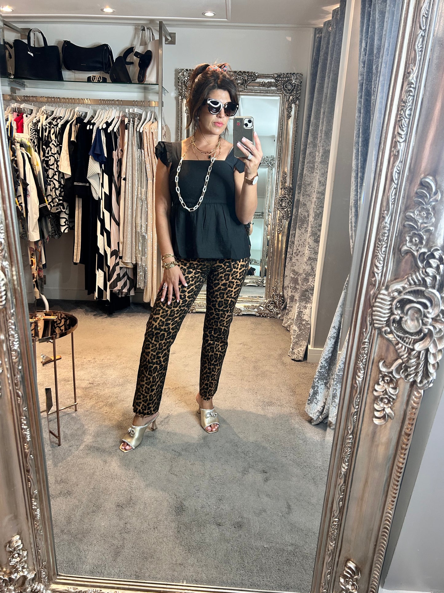 FY Leopard Print Straight Leg Jeans