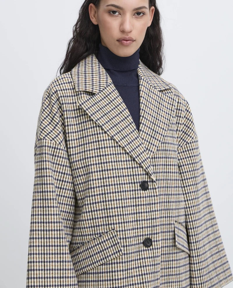 ICHI Emma Jacket - Navy Check