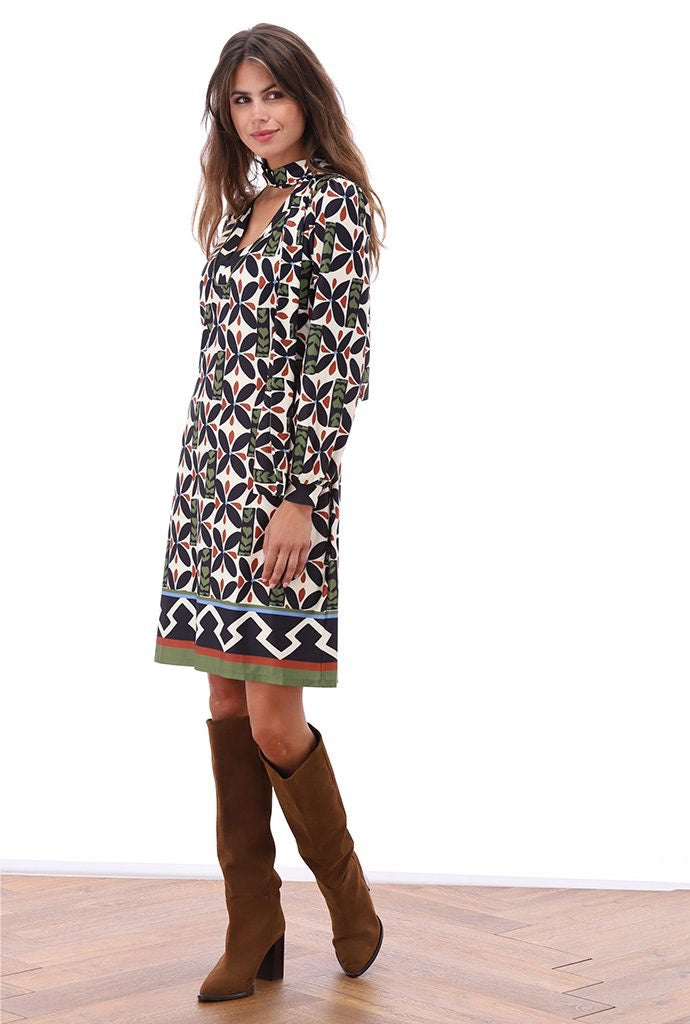 K-Design V Neck Tunic Dress - Geo Print